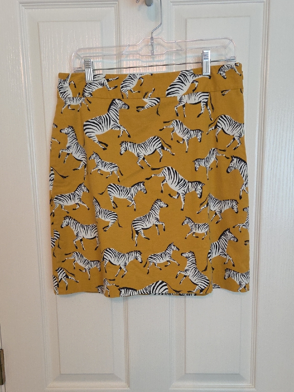 Ann Taylor Mustard A-Line Zebra Print Skirt Size 10
